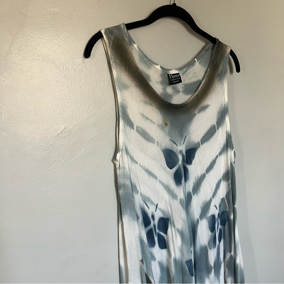Tie Dye Butterfly Sleeveless Dress White Blue Medium Large XL - Picture 4 of 8